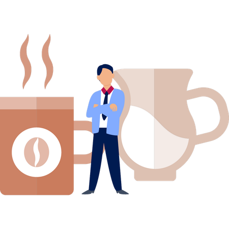 Man presenting coffee jug  Illustration