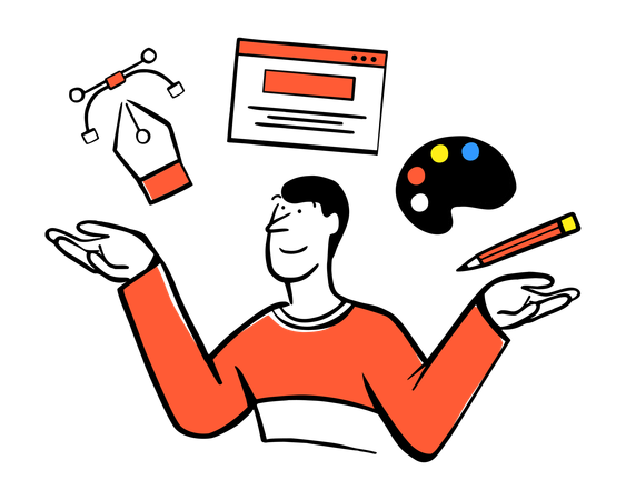 Man Presenting Creative Design Tools  Illustration