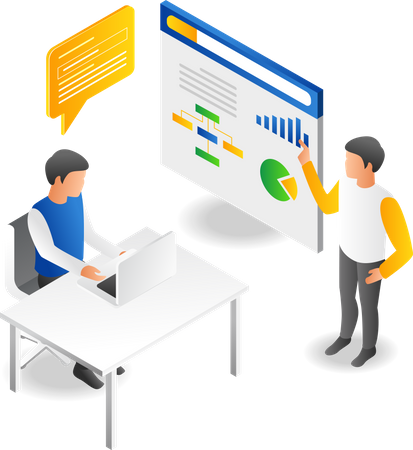 Man presenting data analysis  Illustration