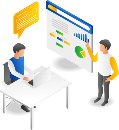 Man presenting data analysis  Illustration