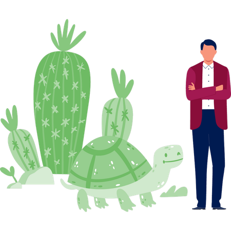 Man presenting desert animals  Illustration