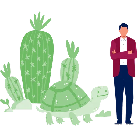 Man presenting desert animals  Illustration