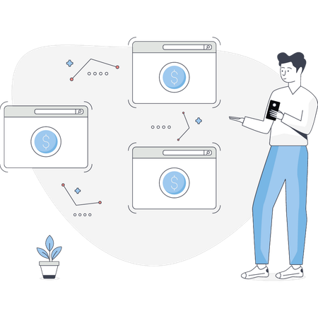 Man presenting dollar networking  Illustration