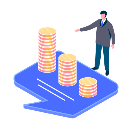 Man presenting finance growth  Illustration