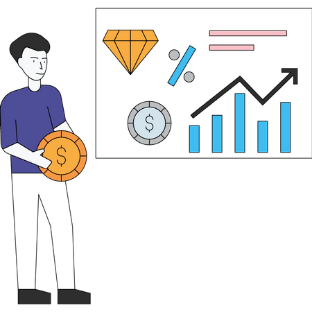 Man presenting financial analysis Illustration