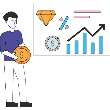 Man presenting financial analysis  Illustration