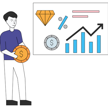 Man presenting financial analysis  Illustration