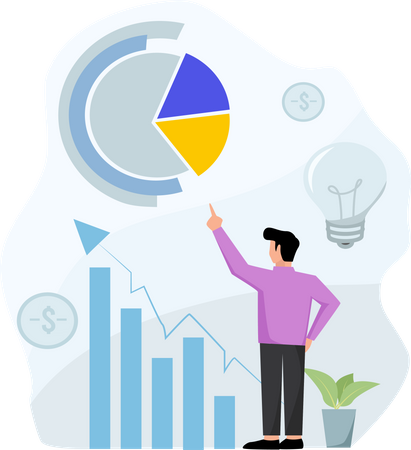 Man presenting financial analysis report  Illustration