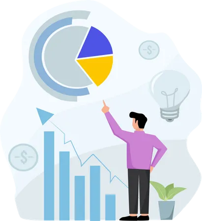 Man presenting financial analysis report  Illustration