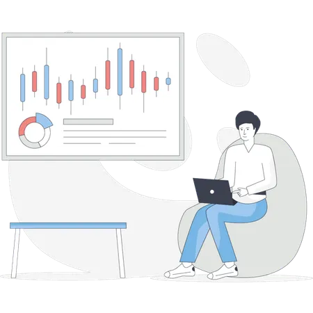 Man presenting financial chart  Illustration