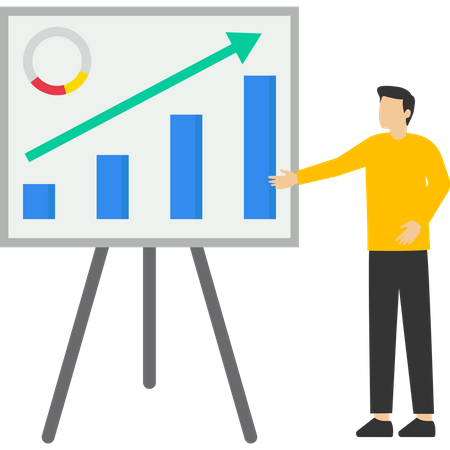 Man presenting Financial data analysis report  Illustration