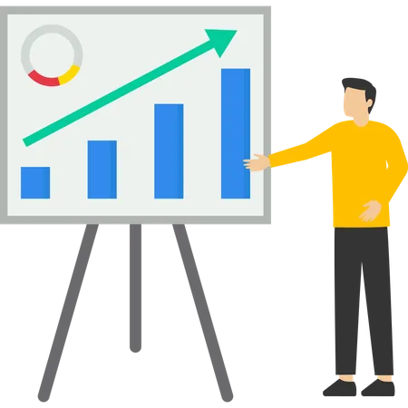 Man presenting Financial data analysis report  Illustration