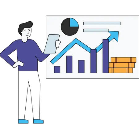 Man presenting financial growth  Illustration