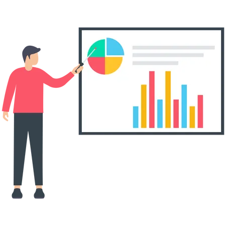 Man presenting financial report  Illustration