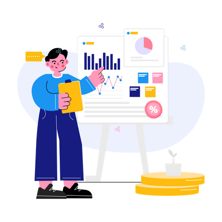 Man presenting financial report  Illustration