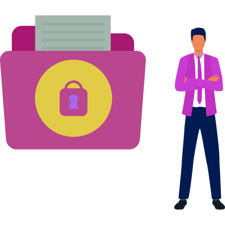 Man presenting folder protection document  Illustration