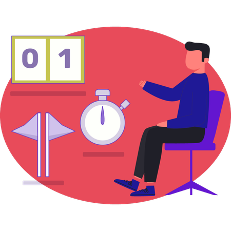Man presenting game timer  Illustration