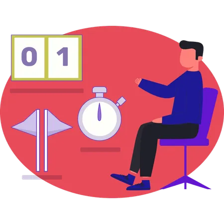 Man presenting game timer  Illustration