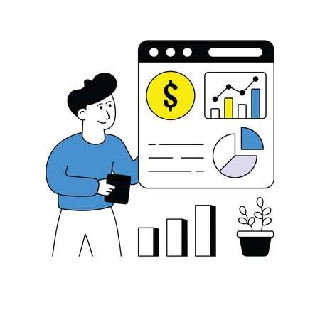 Man Presenting Graph Chart  Illustration