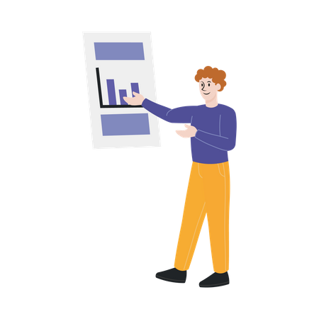 Man presenting graph  Illustration