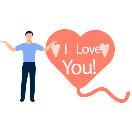 Man presenting heart balloon  Illustration