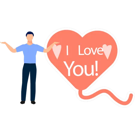 Man presenting heart balloon  Illustration