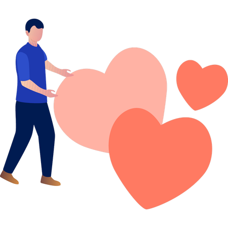 Man presenting heart love  Illustration