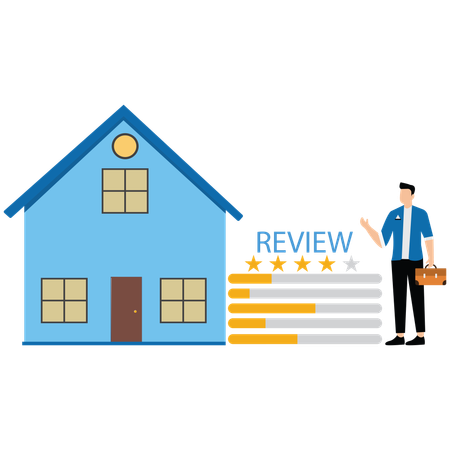 Man presenting house with energy efficient rating class to save cost green energy  Illustration