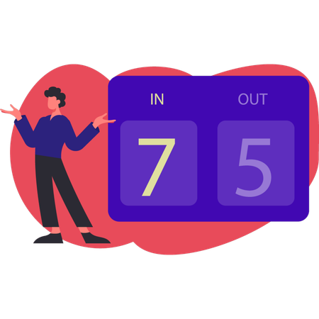 Man presenting interactive scoreboard  Illustration