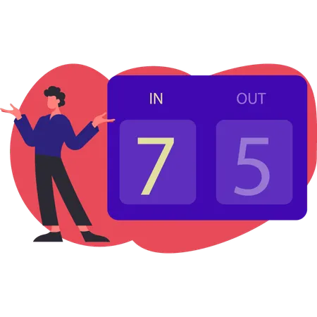 Man presenting interactive scoreboard  Illustration