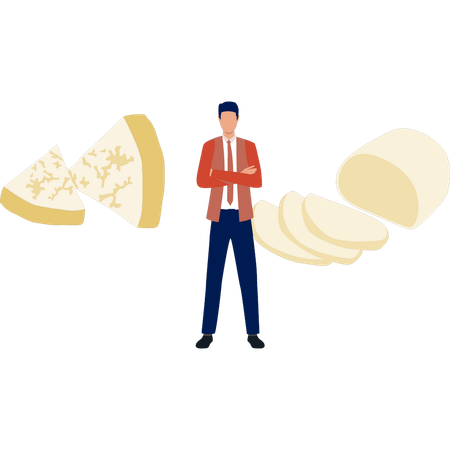 Man presenting italian food cheese  Illustration