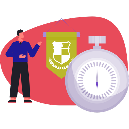 Man presenting location compass  Illustration
