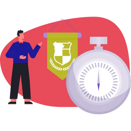 Man presenting location compass  Illustration