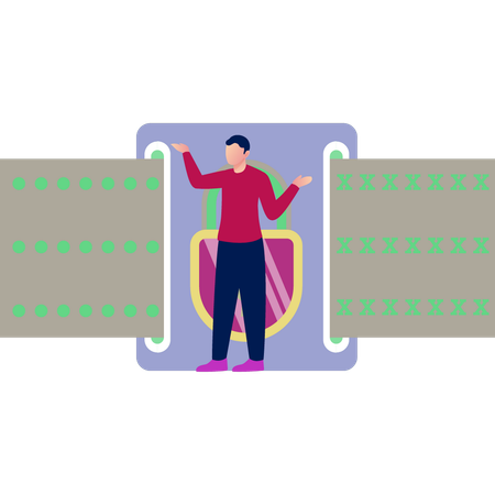 Man  presenting lock protection methods  Illustration