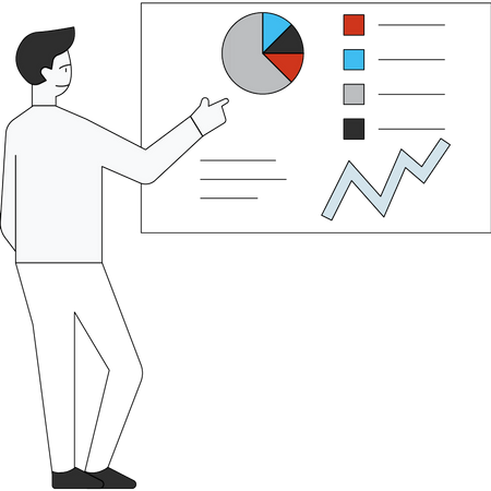 Man presenting marketing analysis Illustration