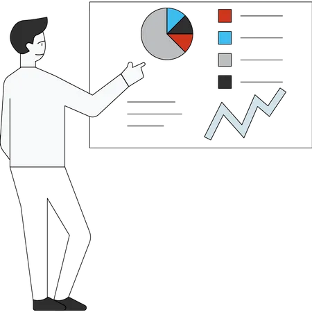 Man presenting marketing analysis  Illustration