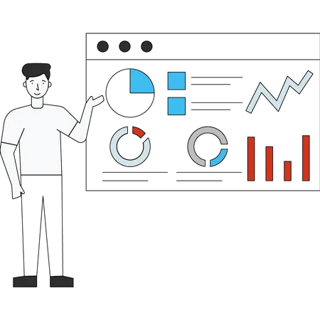 Man presenting marketing analysis  Illustration