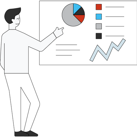 Man presenting marketing analysis  Illustration