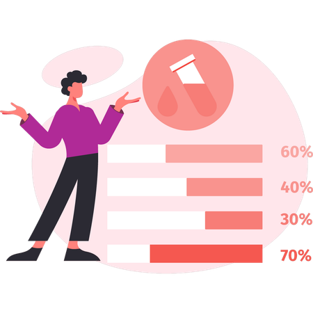 Man presenting medical report DNA helix structure  Illustration