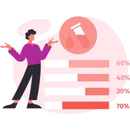 Man presenting medical report DNA helix structure  Illustration