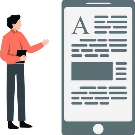 Man presenting mobile document  Illustration