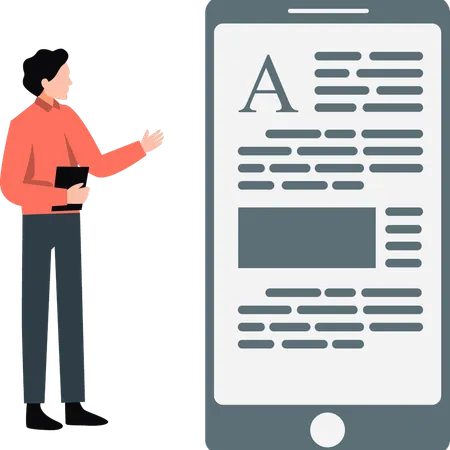 Man presenting mobile document  Illustration