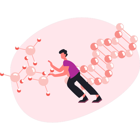 Man presenting molecules structure  Illustration