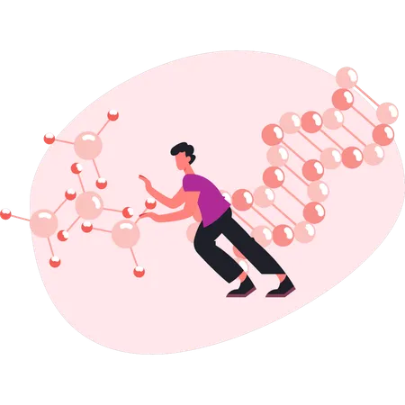 Man presenting molecules structure  Illustration