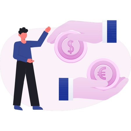 Man presenting money in hand  Illustration