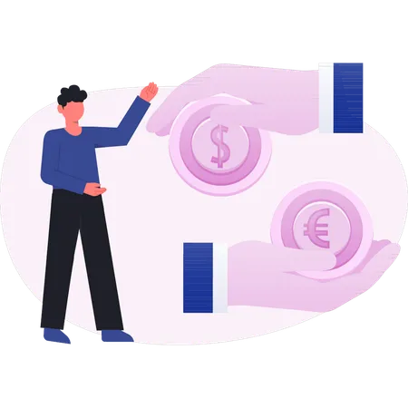 Man presenting money in hand  Illustration