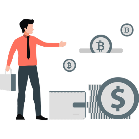 Man presenting money wallet  Illustration