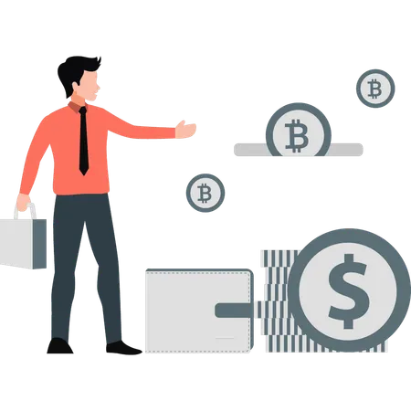 Man presenting money wallet  Illustration