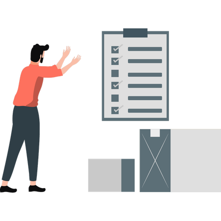 Man presenting parcel checklist  Illustration