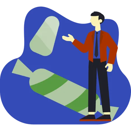 カボチャキャンディーを差し出す男性  イラスト